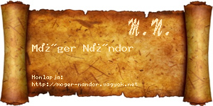 Móger Nándor névjegykártya